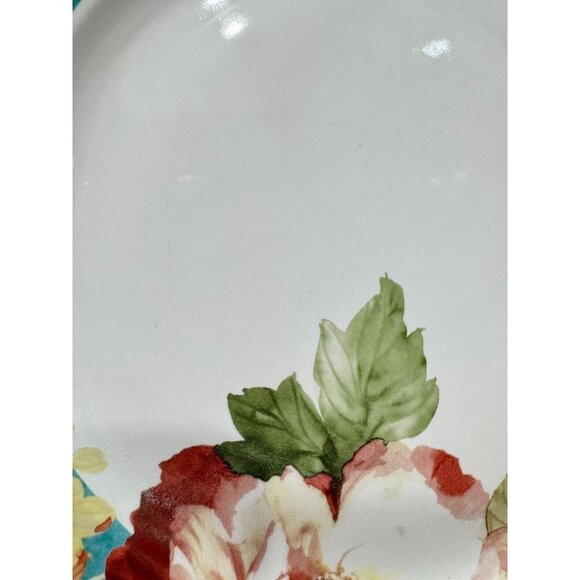 222 Fifth Natural Curiosities Dinner Plate Set Of 4 Floral Blue Scalloped Lot 2 - Picture 7 of 9